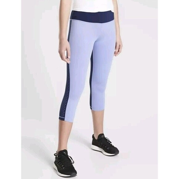 Athleta Girl XL 14 Spring It On Crop Capri Leggings navy Blue EUC N21 - Picture 1 of 9